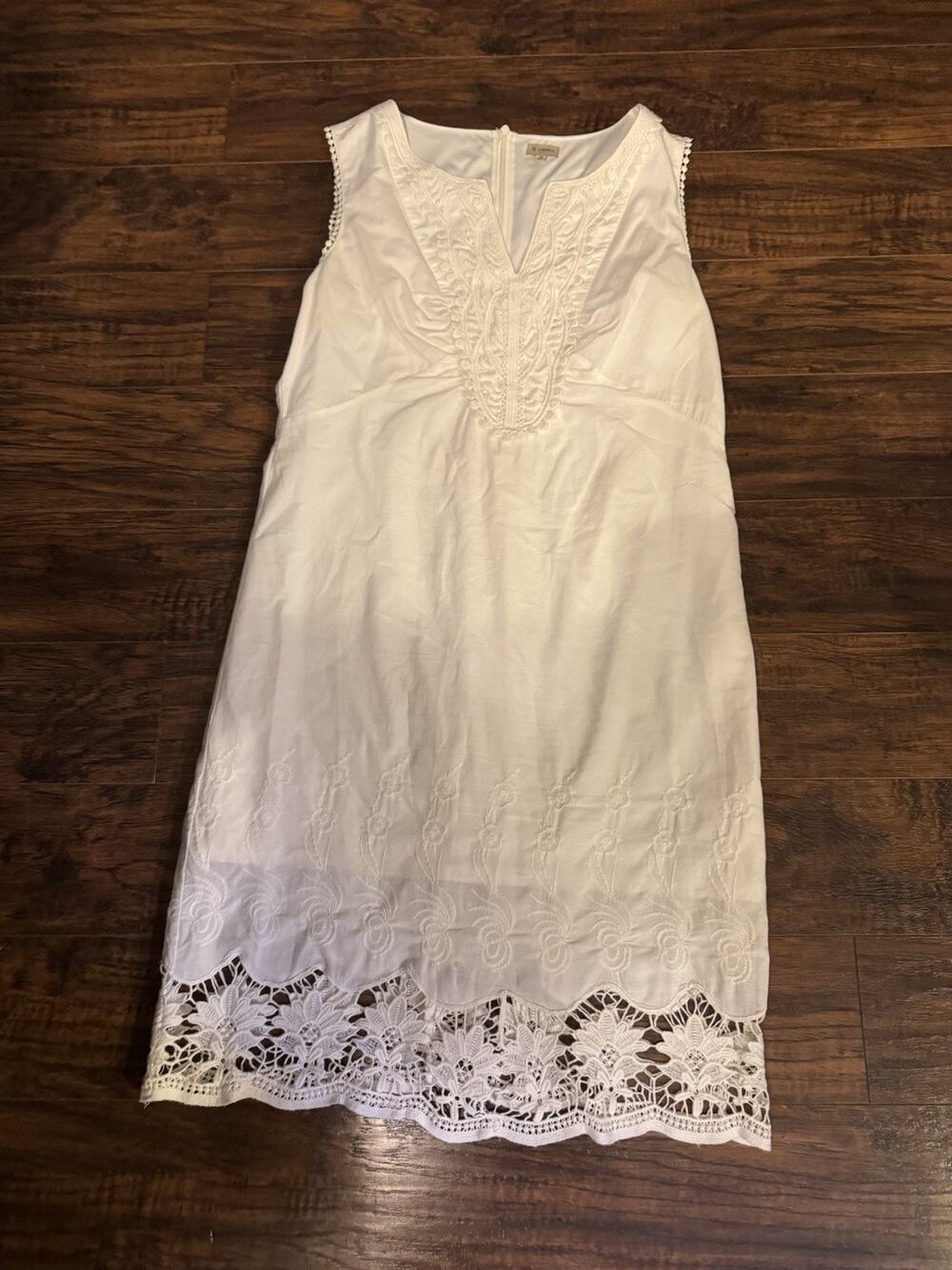 Cremieux 100% Cotton White Eyelet Dress Graduation Coastal Preppy Coquette 10